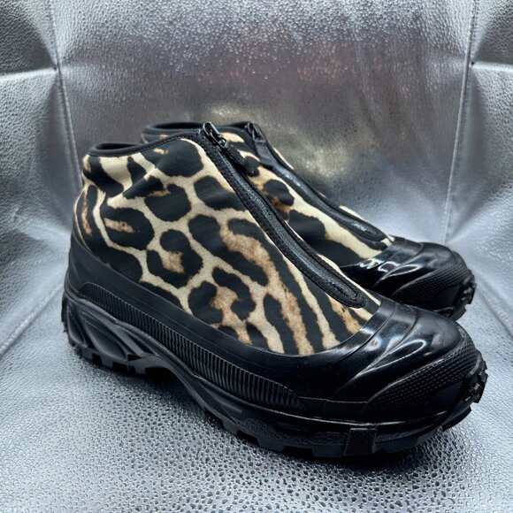 Size EU 42.5 Burberry London Black Leopard Arthur Sneakers Boots - Picture 1 of 11
